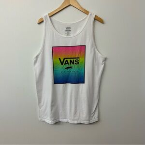 Vans White Tank Top with Rainbow Logo LARGE